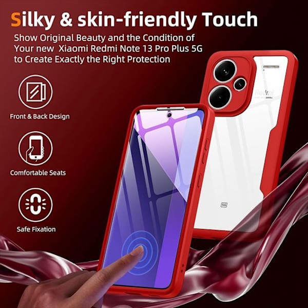 Överdrag för Xiaomi Redmi Note 13 Pro Plus 5G/Note 13 Pro+ 5G, Heltäckande Stötbeständig Skydd - Röd Röd