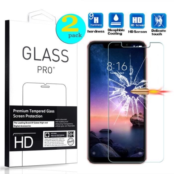 [2 Pack] Skærmbeskytterfilm af hærdet glas til Xiaomi Redmi Note 6 Pro (6,26")