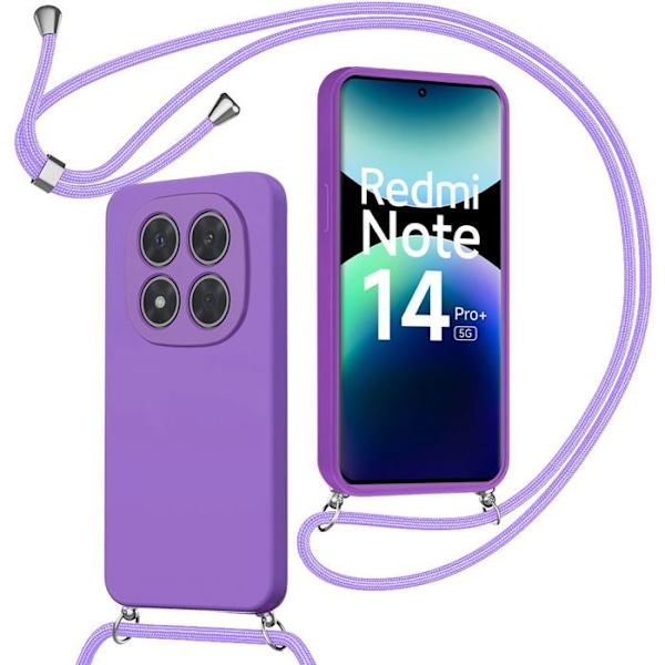 Cover til Xiaomi Redmi Note 14 Pro Plus 5G/Note 14 Pro+ 5G, Blød beskyttelse med lilla snor Lila