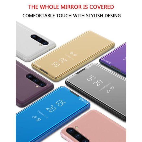 Huawei P30 Pro Fodral, Spegel Smart Clear View Slim Läder med Anti-Scratch Stand för Huawei P30 Pro, Lila