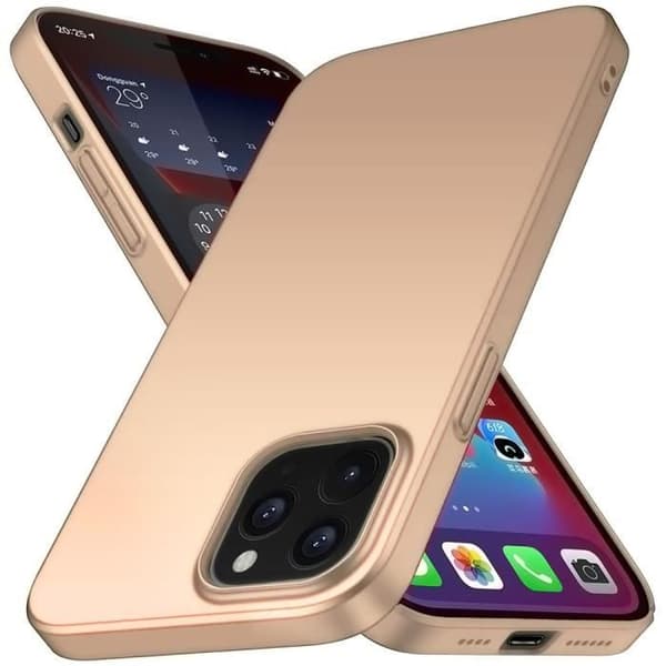 Coque och Härdat Glas - E.F.CONNECTION - för iPhone 12 Pro Max - Mjuk TPU Silikon - Guld - Stöttålig gyllene