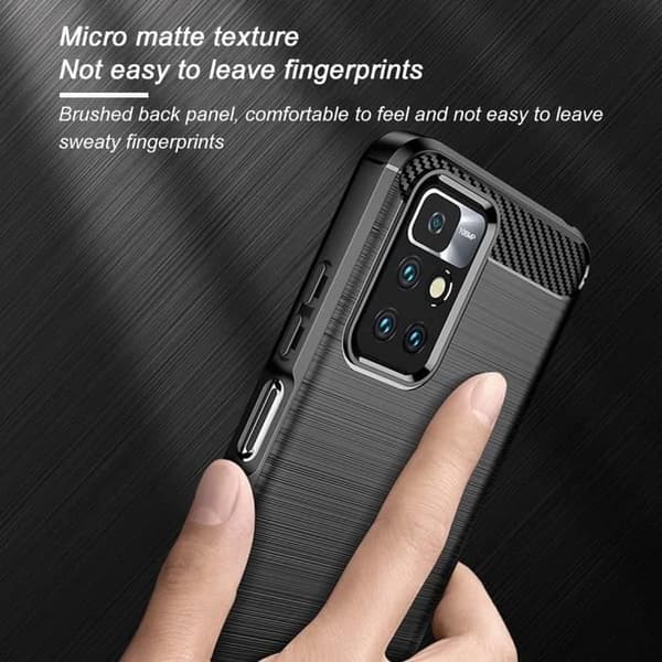 Skyddsskal - E.F.CONNECTION - för Redmi Note 10S - Svart silikon - Stötresistent - Design i stålsträck. Svart
