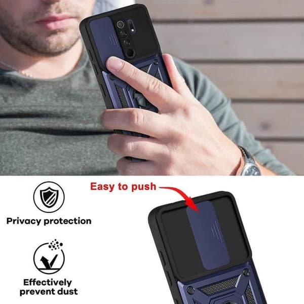 Skyddskal - E.F.CONNECTION - Redmi 9 - Stötsäker - Mörkblå - Matt Finish marinblå