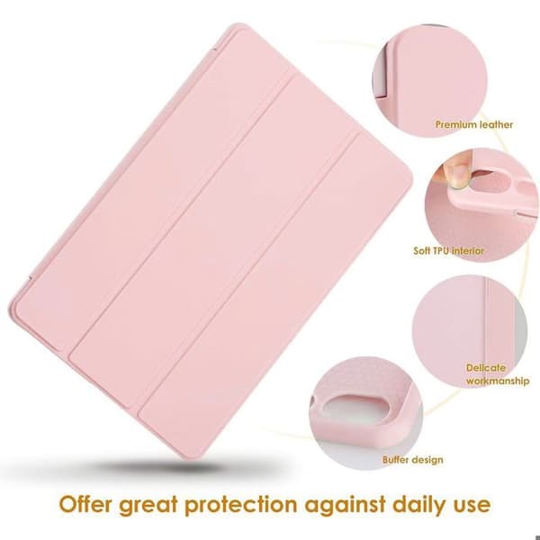 Coque + Härdat Glas - E.F.CONNECTION - för Samsung Galaxy Tab S9 - Stötabsorberande skydd - Fällbart stöd - Rosa Rosa