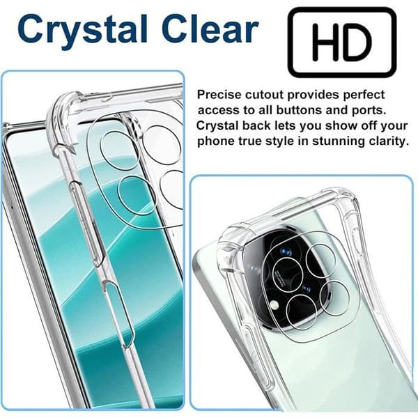 Coque - E.F.CONNECTION - För Xiaomi Redmi Note 14 Pro+ 5G - TPU Antichock - 2 Härdade Glas - Transparent Transparent