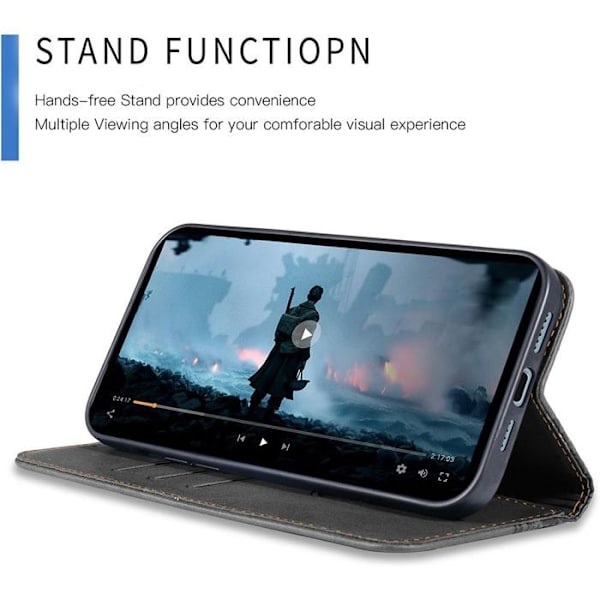 Coque til Xiaomi Redmi 14C, Flip Case i Magnetisk Syntetisk Læder Stødabsorberende Mosaikmønster - Sort Svart
