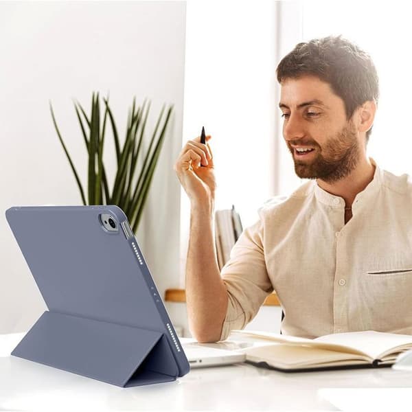 Coque + Härdat Glas - E.F.CONNECTION - för iPad Air 4/5 - Slimskydd - Stödfunktion - Lila Lila