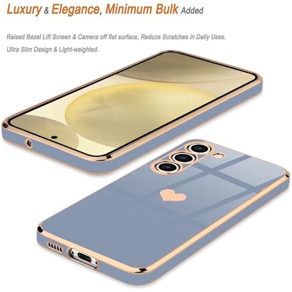 Skal för skydd - Xiaomi - Redmi A3 - Stötresistent i silikon - Mönster med hjärtan i pläterat guld - 2 härdade glas Blå