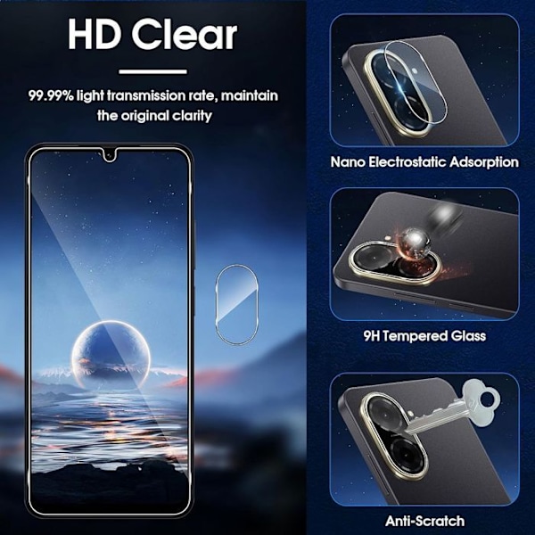 2 Härdat glas för skärm och 2 kameraglas för baksidan för Xiaomi Redmi A5 4G - Skrapskydd Transparent