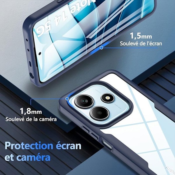 Coque för Xiaomi Redmi Note 14 5G (inte för 4G) Hybride Semi Rigide - Mörkblå marinblå