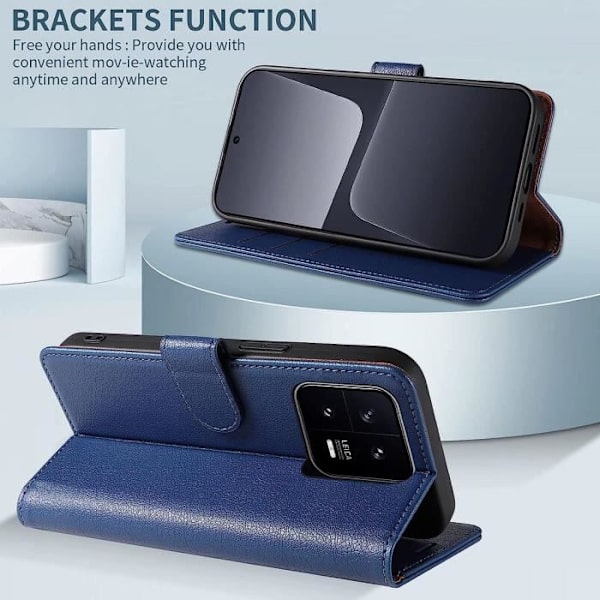 Fodral till Xiaomi 13 Pro Soft Wallet Stötsäker korthållare skydd PU-läder - Marinblå marinblå