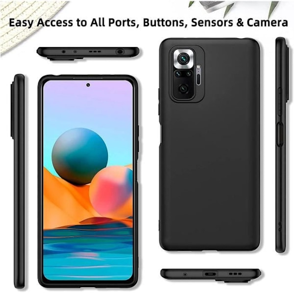 Coque för Redmi Note 10 Pro 5G (6,67") Stöttålig Precis Skuren Svart + Härdat Glas Svart