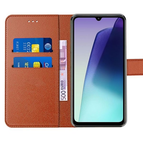Coque för Xiaomi Redmi 14C, Skydd med flip-fodral, Repflexibel och stötsäker syntetläder - Brun kastanj