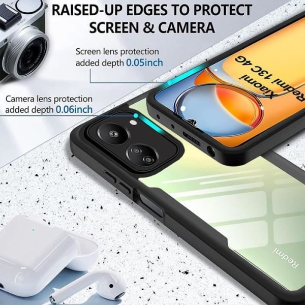 Coque - Xiaomi - Redmi 13C - 360° skydd - Hård - Svart Svart