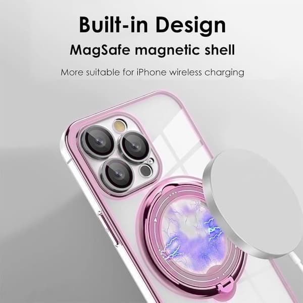 Coque - Rosa - för iPhone 16 Plus - Silikon Stöttålig - Magnetiskt Stöd - 2 Härdat Glas Rosa