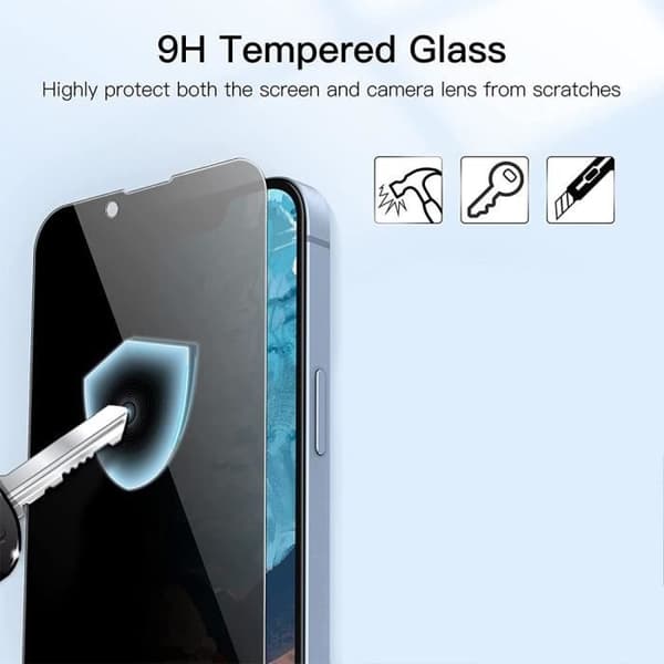 [2 stycken] Antispionhärdat glas för iPhone 14 Plus (6,7") Svart
