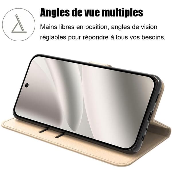 Coque - E.F.Connection - för Google Pixel 10 Pro - Flip Case Stöttålig Effekts Skinn Guld - 2 Härdat Glas gyllene