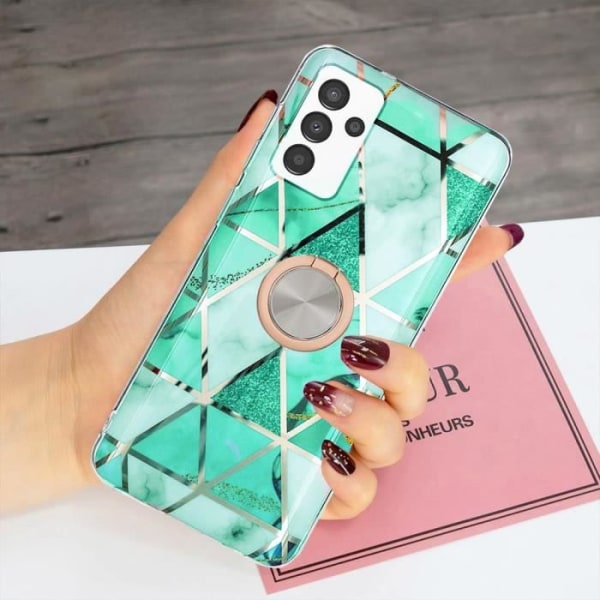 Ringfodral för Redmi Note 10-10S Turkos Stötsäker Marble Pattern TPU Turkos