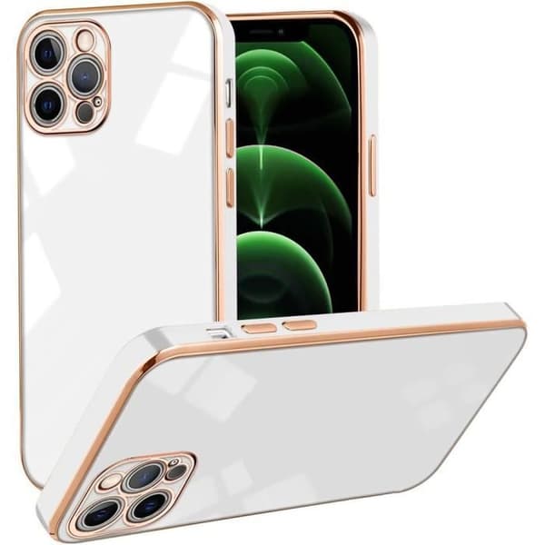Skyddshölje - E.F.CONNECTION - för iPhone 12 Pro Max - Vit Lyx - Mjuk - Rep-resistant Vit