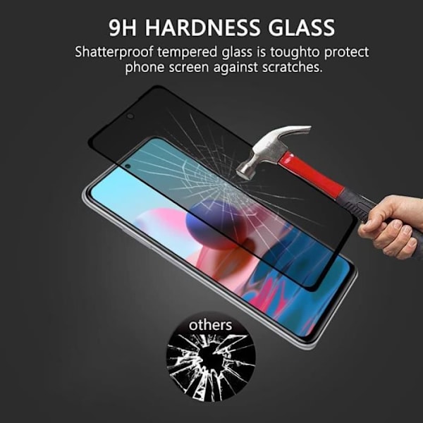 Skærmbeskytter - E.F.CONNECTION - Tempereret glas - Antispion - Sort - til Xiaomi Redmi Note 10 Svart