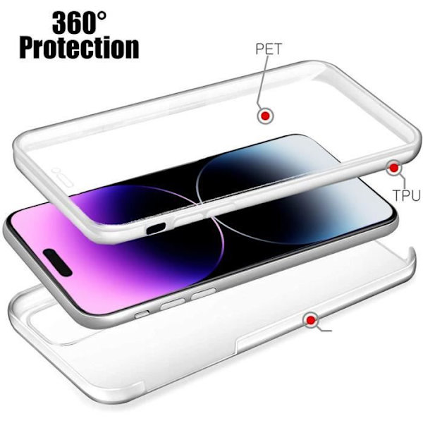 Helkroppsfodral för iPhone 14 Pro (6,1") Transparent silikon Stötsäker PC Transparent