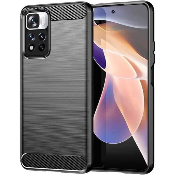 Skyddsskal - E.F.CONNECTION - Redmi Note 11 Pro - Kolfiber - Stötsäker - Ultra Slim Svart Svart