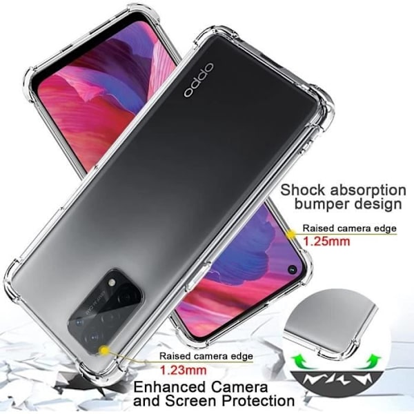 Coque för OPPO A74 5G - E.F.CONNECTION - Förstärkt skydd i 4 hörn - Våldsbeständig hög hållfasthet transparent Transparent