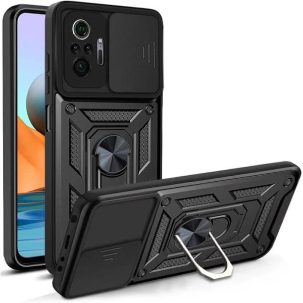 Taske til Redmi Note 10 Pro 4G (6,67") Sort stødsikker tyk Army Style hård stiv forstærket kant Svart