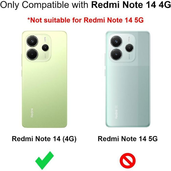 Skyddsfodral för Xiaomi Redmi Note 14 4G (ej för 5G) Transparent TPU-skydd + 2 Härdade Glassskydd Transparent