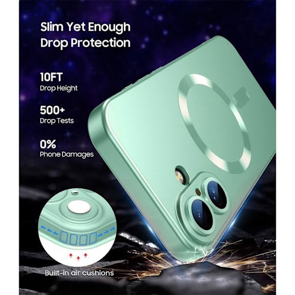 Skyddsask - E.F.Connection - för iPhone 17 - Flytande silikon med magnetring - Grön Grön