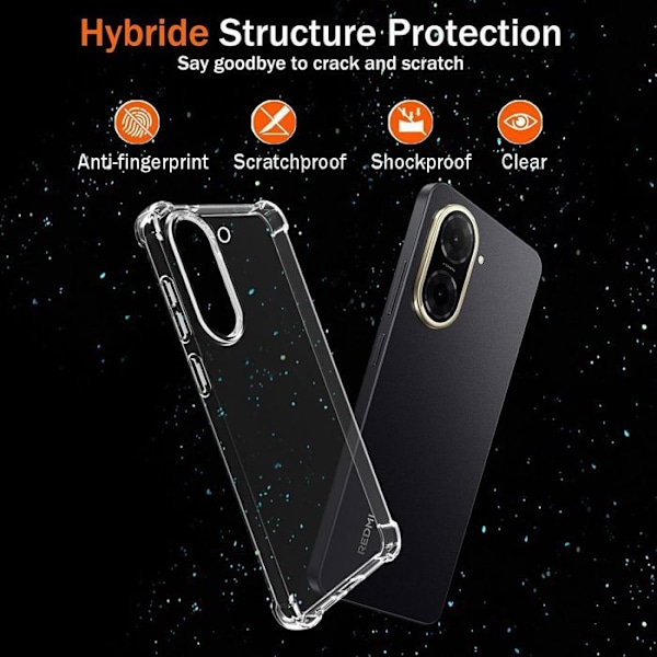 Coque + 2 Glas Dubbel Skydd för Xiaomi Redmi A5 4G, Transparent Stötabsorberande Silikonbeskydd Transparent