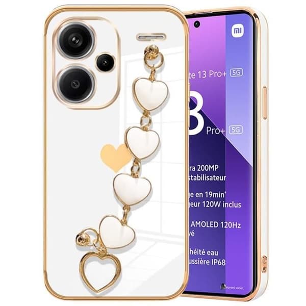 Coque - E.F.CONNECTION - för Xiaomi Redmi Note 13 Pro+ 5G - Stötsäker - Kärlmönster - Vit Vit