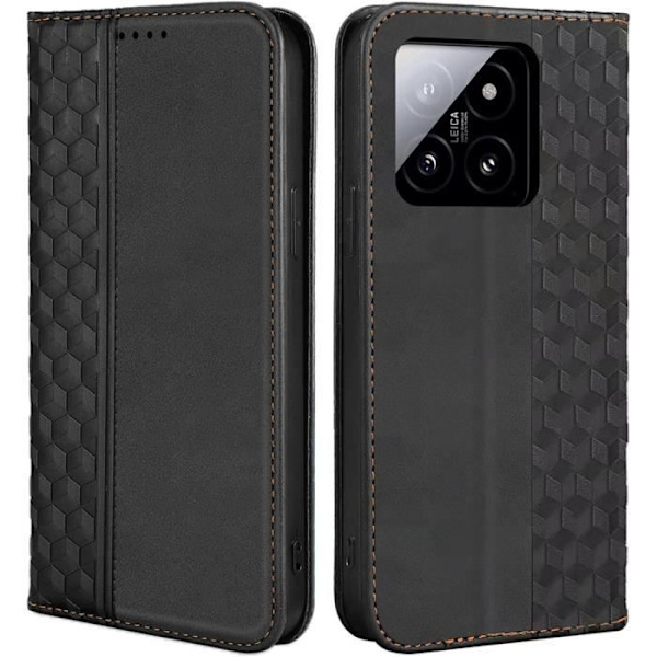 Fodral till Xiaomi 14 Pro, Elegant Mosaic Pattern Wallet Lädereffekt Svart