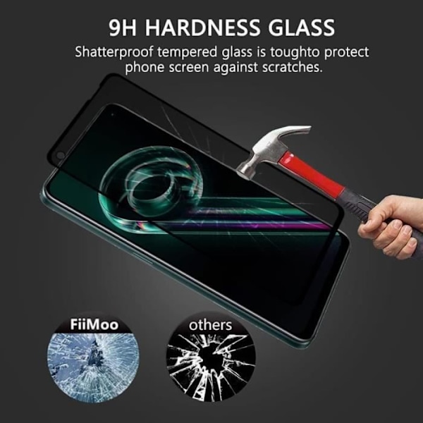 Skärmskydd - realme - 9 Pro - Härdat Glas - Anti-spion - Paket med 3 Svart