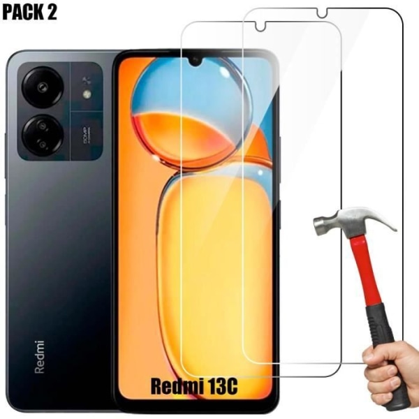 [2 stk] - E.F.CONNECTION - Tempered glas - til Xiaomi Redmi 13C - Ultra tynd - Ridsefast Transparent
