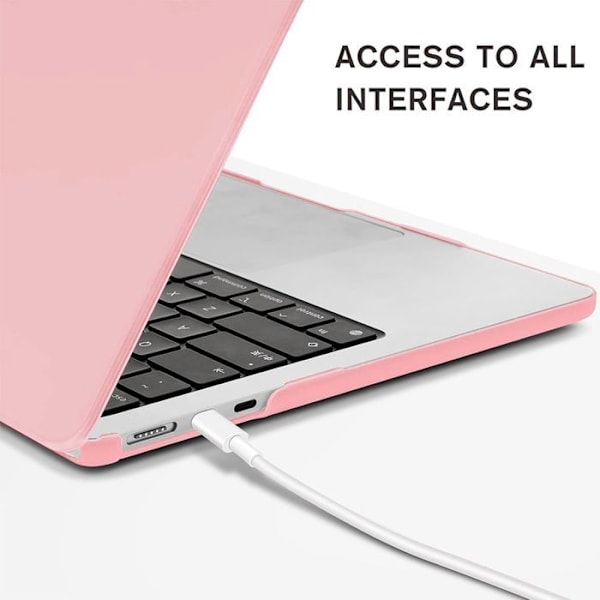 Skyddande fodral för MacBook Pro 14 Tum M4 M3 M2 M1 Pro/Max 2024 2023 2021, Slim Antikollisionsskydd - Genomskinlig Rosa Rosa