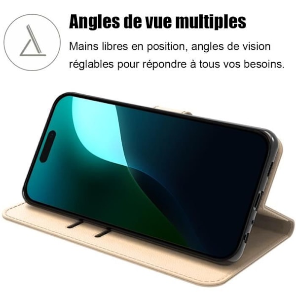 Coque til iPhone 16 - Stødabsorberende - Guldsyntetisk Læder - Foldbar - Indbygget Kortholder gyllene