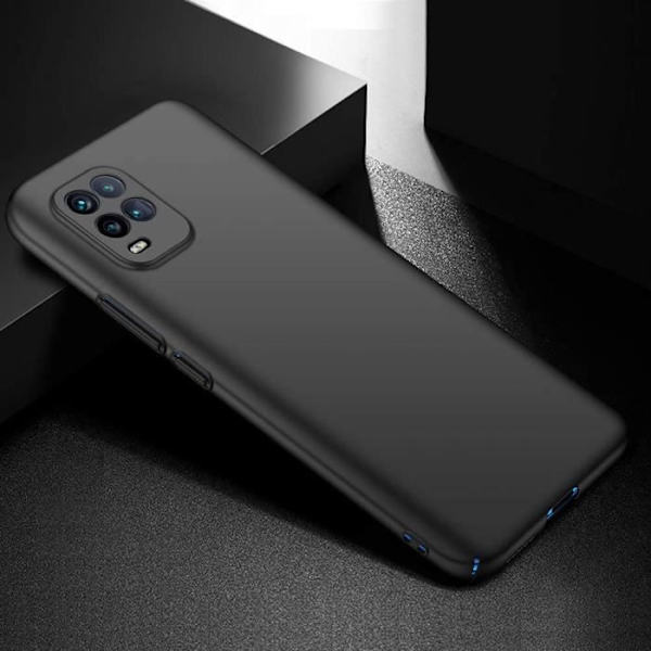 Xiaomi Mi 10 Lite fodral + skärmskydd i härdat glas, svart mycket tunt skyddande skal hårt fodral för Xiaomi