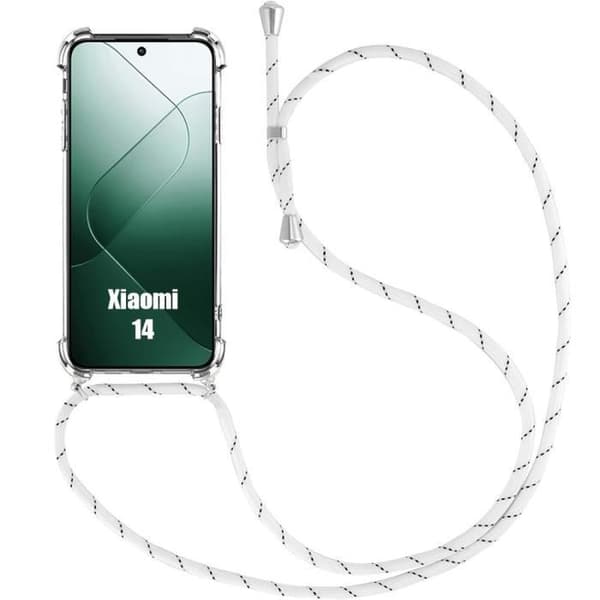 Coque Collier Cordon - Xiaomi - 14 - TPU Förstärkt - Repellerande - Vit Corde Vit