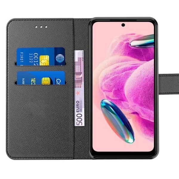 Etui til Xiaomi Redmi Note 12S, sort PU-læder-folio-etui med kortholder, stødsikker beskyttelse (ikke til Redmi Note 12)