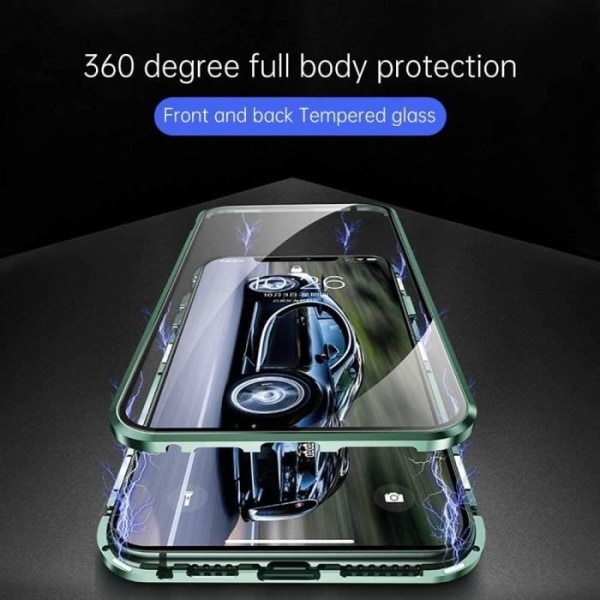 Fodral för iPhone 12 (6,1") Magnetiskt härdat glas Anti-Shock Fullt skydd Trendig färg - Silver