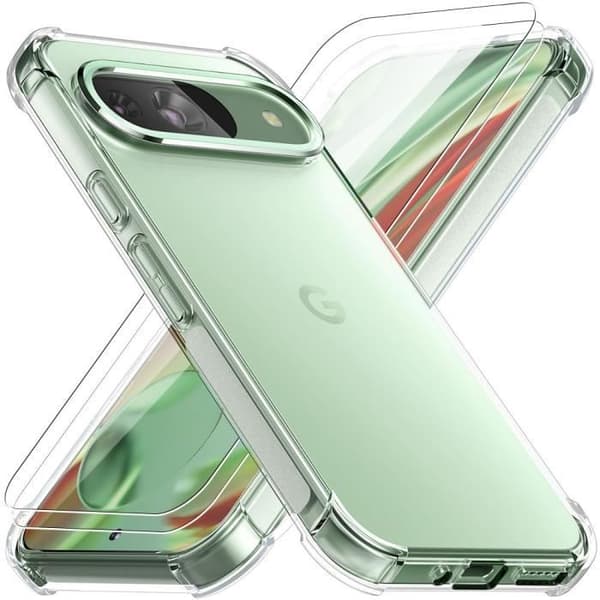 Coque + Härdat Glas - E.F.CONNECTION - för Google Pixel 9 - Förstärkt Silikon Skydd - Transparent Transparent