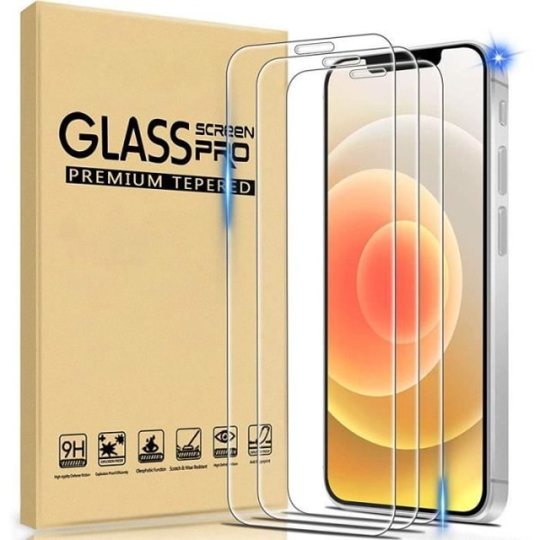 [3 delar] Härdat glas för iPhone 12 Pro (6,1"), skyddsfilm