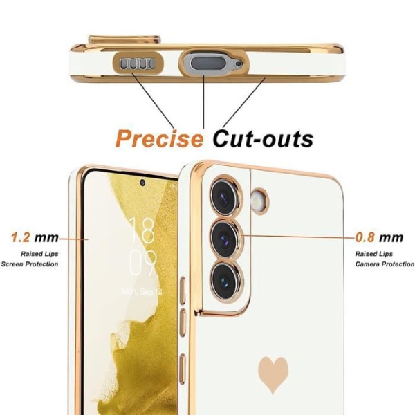 Fodral till Xiaomi Redmi 10A - Redmi 9C White Heart Pattern + 2 härdat glas Stötsäkert Anti-Scratch