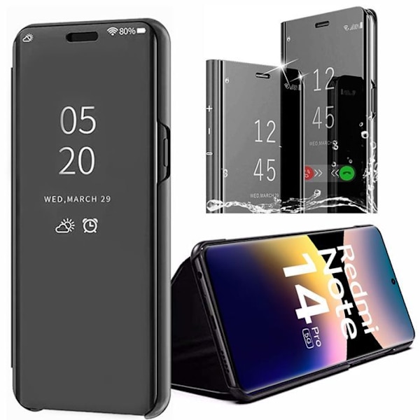 Coque för Xiaomi Redmi Note 14 Pro 5G (inte för 4G) Hårdskydd Clear View Smart Case - Svart Svart