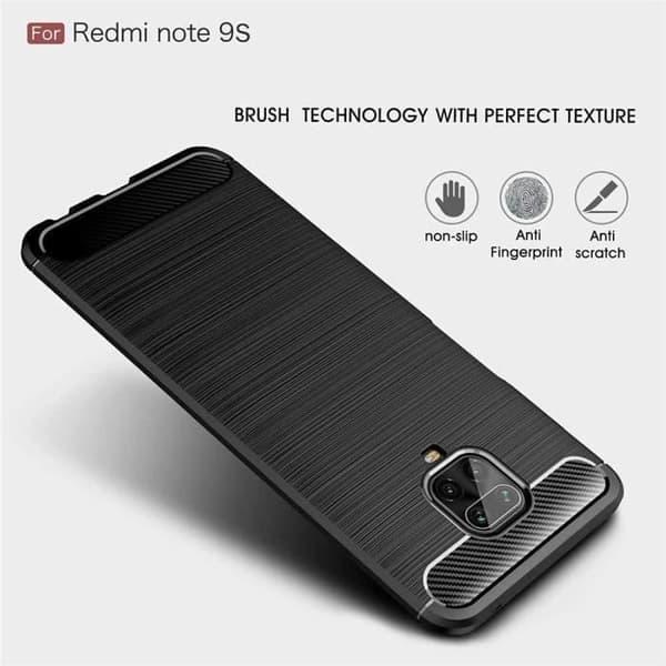 Skyddshell - E.F.CONNECTION - Redmi Note 9S - Svart Silikon - Stålstick - Förstärkt Skydd Svart