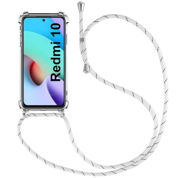 Taske til Redmi 10 (6,5") Anti-ridsebeskyttelse Forstærkede stødsikre hjørner + justerbar skulderrem hvid Transparent-Vit