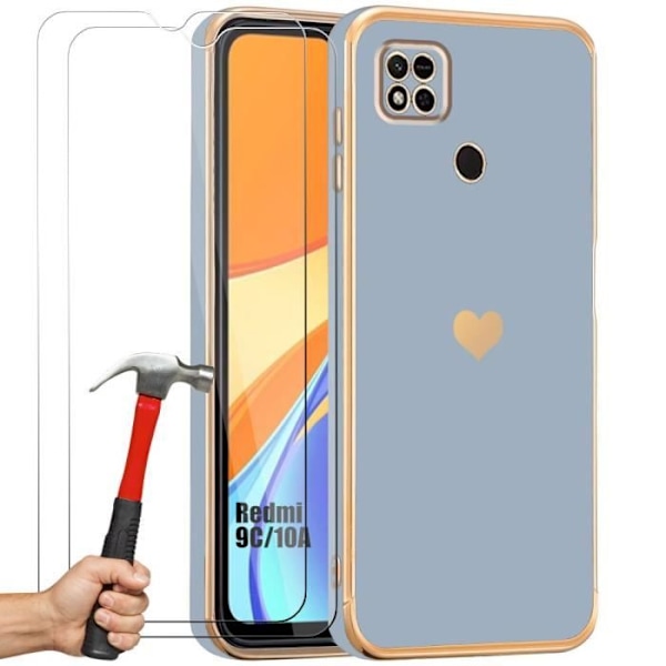 Coque - Xiaomi - Redmi 9C/10A - Stødabsorberende - Silicone TPU - Blå Hjerte Mønster Blå