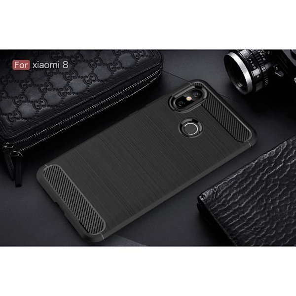 Beskyttelsesetui til Redmi 8 (6.21") - E.F. CONNECTION - Steel Lines Mønster - Sort Svart