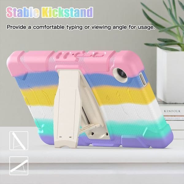 Skyddsskal - E.F.Connection - för Samsung Galaxy Tab A9 / A11 - Stötsäker - Flerfärgad - Fällbart Ställ Rosa, Blå, Gul, Vit, Grön, Lila